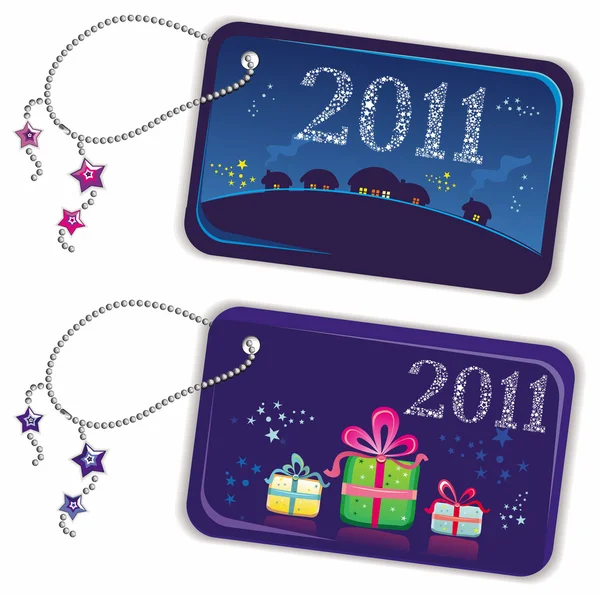 Nieuwjaar trinket tags 2011 — Stockvector