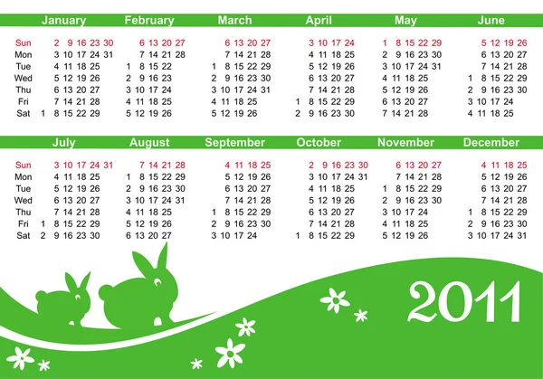 Calendario 2011 — Vettoriale Stock