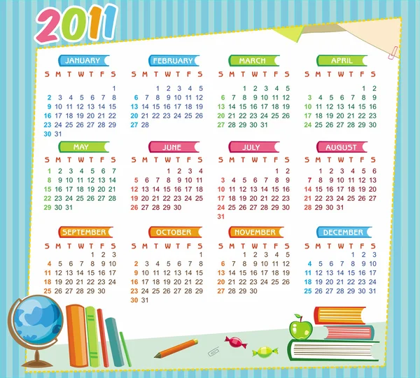 2011 school calendar — Stock Vector