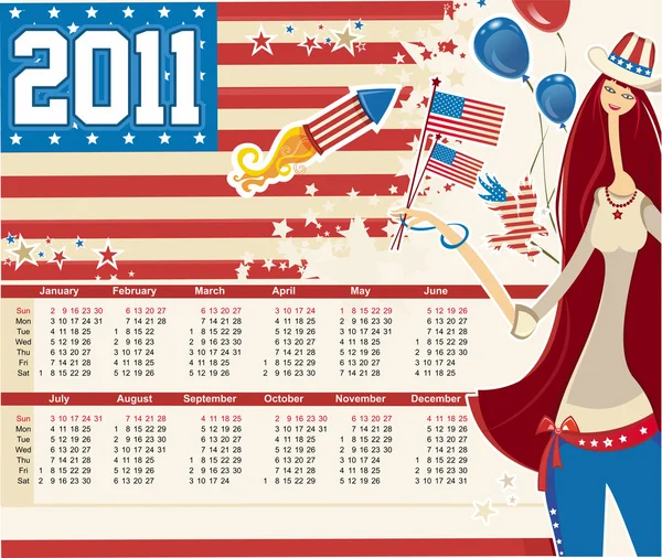 USA kalendarz na rok 2011 — Wektor stockowy