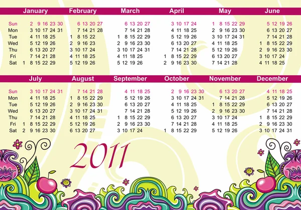 Calendario per il 2011 — Vettoriale Stock