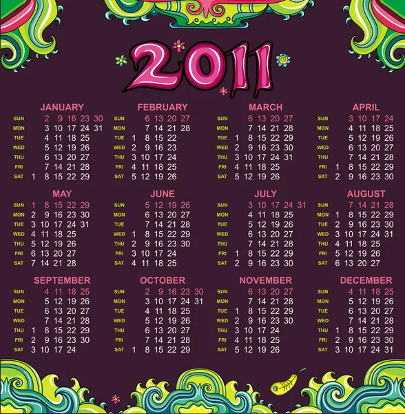 Calendário para 2011 — Vetor de Stock