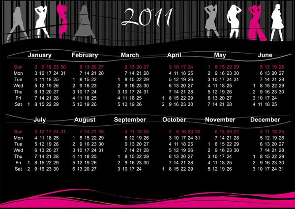 Calendario moda 2011 — Vettoriale Stock