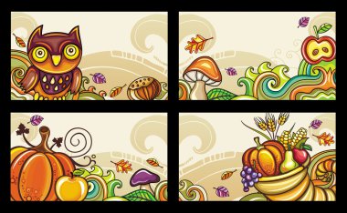 Vector set of decorative autumnal cards 1 clipart