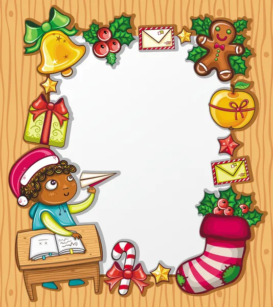 Little boy writing a letter to Santa 2 — Stock Vector