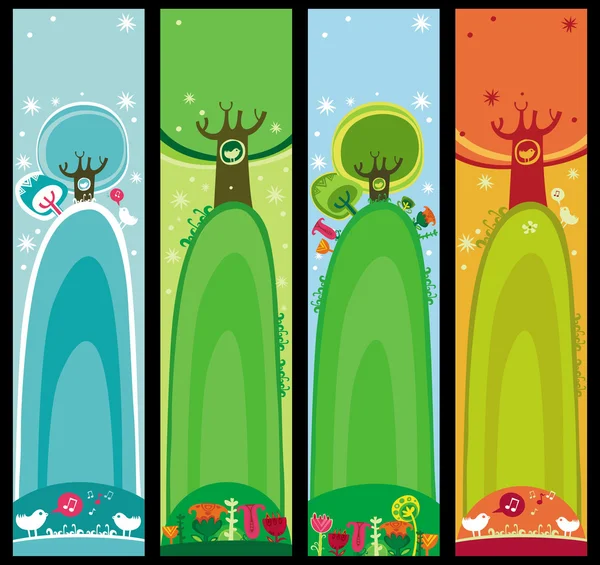 Colorful set of seasonal, natural banners, with space for your text — Stock Vector