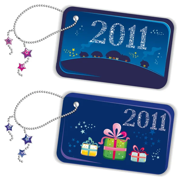 新的一年小饰品标签 2011 — 图库矢量图片
