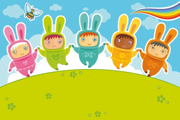 2011 blahopřání s baby králíků — Stockový vektor