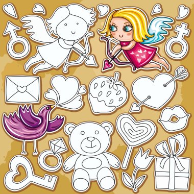 Valentine's Day cartoon set clipart