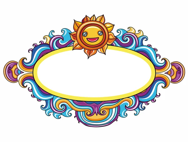 Sun curly frame (floral curly series) — Stock Vector