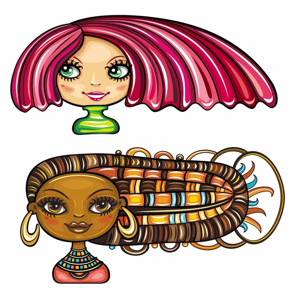 Beautiful girls with cool hair styles 1 Stock Vector