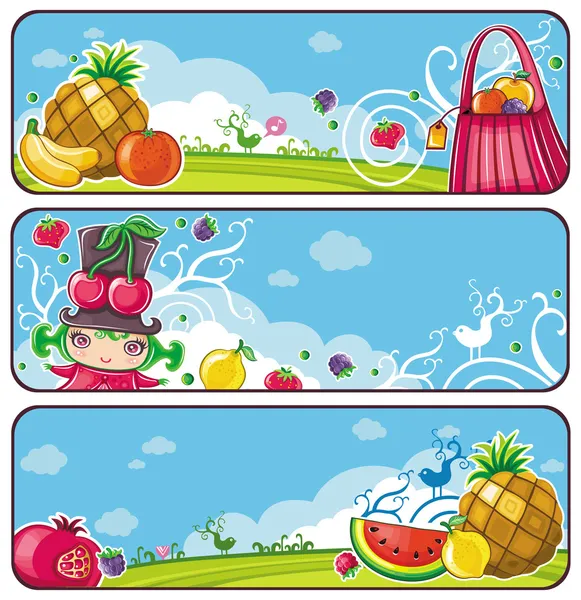 多彩水果横幅 — 图库矢量图片