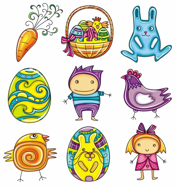 Doodles de Pascua elementos de diseño — Vector de stock