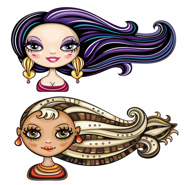 Красиві дівчата з крутими зачісками 3 — стоковий вектор