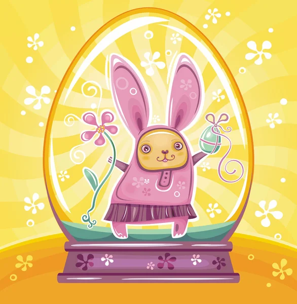 复活节兔子的雪花球内 — 图库矢量图片