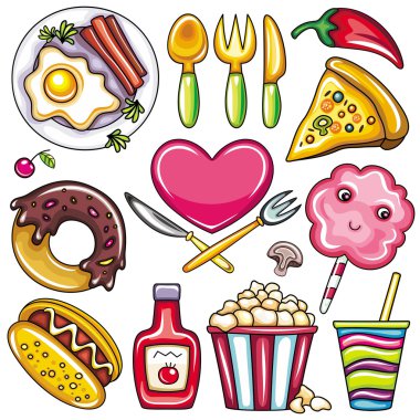 Set of ready to eat food icons 2 clipart