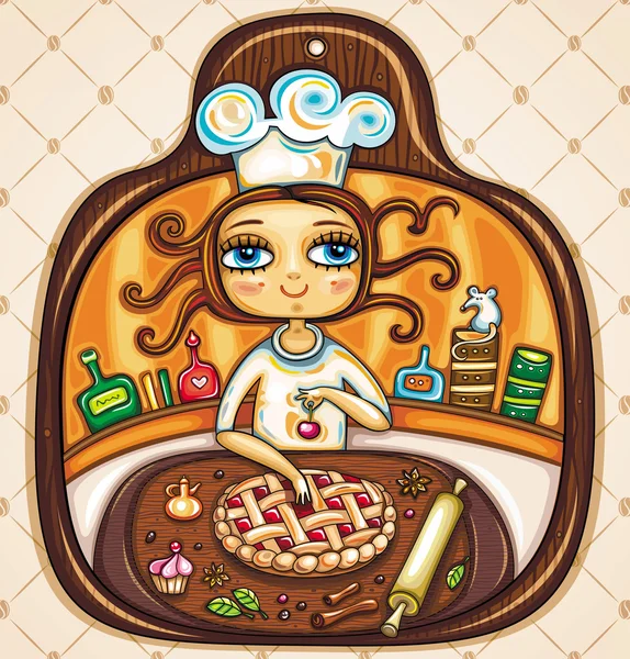 Девушка-повар — стоковый вектор