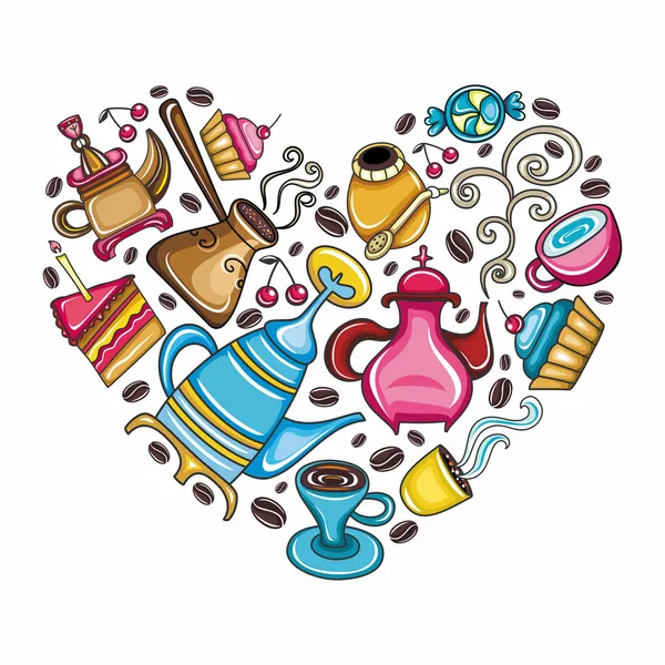 Καφέ καρδιά εραστής — Διανυσματικό Αρχείο