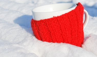 Drinking outdoors in winter clipart