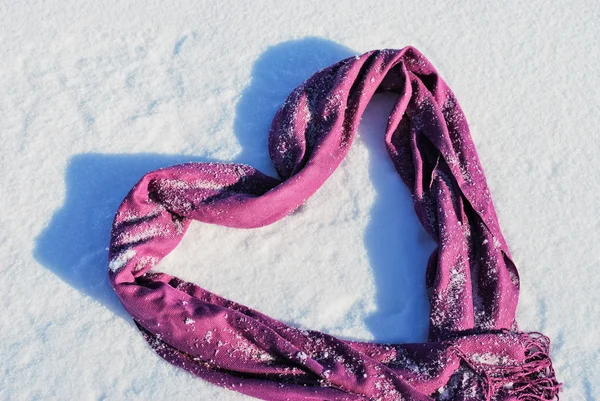 Scarf Form Heart Snow — Stock Photo, Image