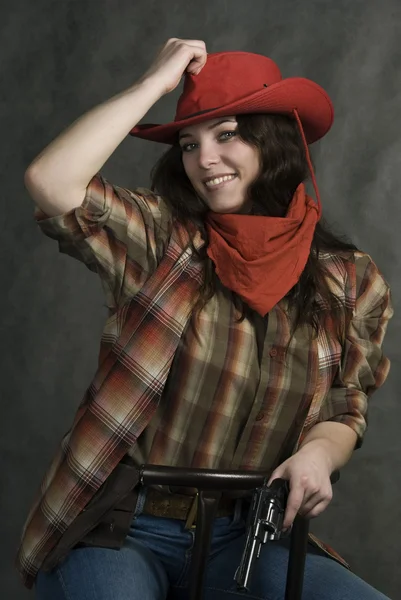Amerikansk cowgirl – stockfoto