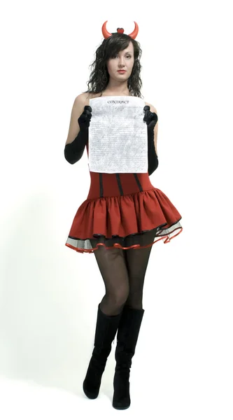 Beauty red devil girl — Stock Photo, Image