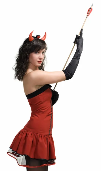 Krása červený ďábel dívka — Stock fotografie
