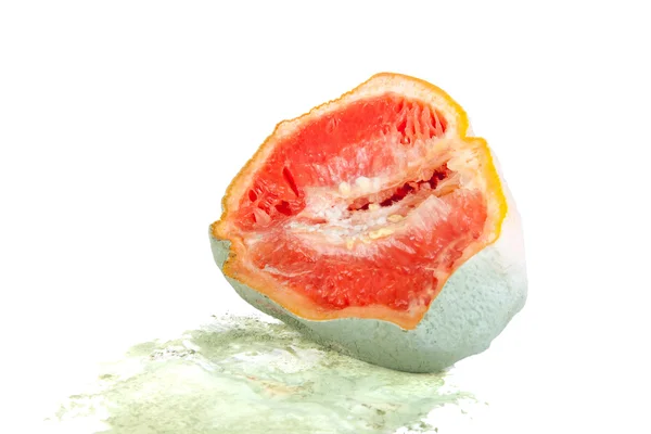 Rotten grapefruit half isolated on white — Stock Photo, Image