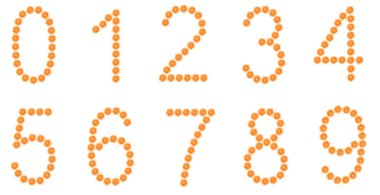 portakal dilimleri üzerinde beyaz izole sayılar