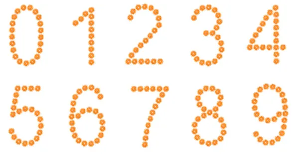 Zahlen aus Orangenscheiben isoliert auf weiß — Stockfoto