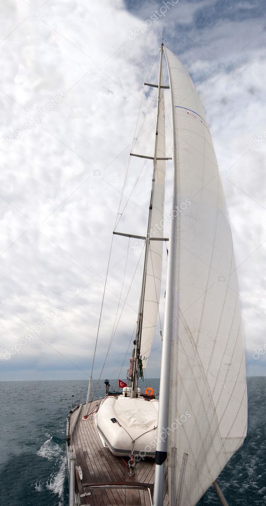 Front view of sailing boat
