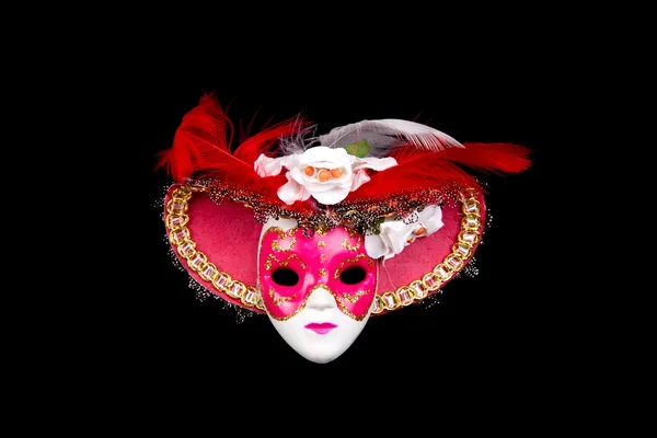 Målade Venedig Mask Isolerad Svart Bakgrund — Stockfoto