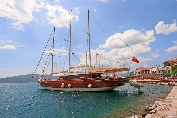 stock image Gullet in the bay in Marmaris, Turkey