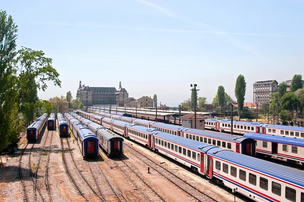 Railway Station Wagons Tracks Sunny Day — Stock Photo, Image