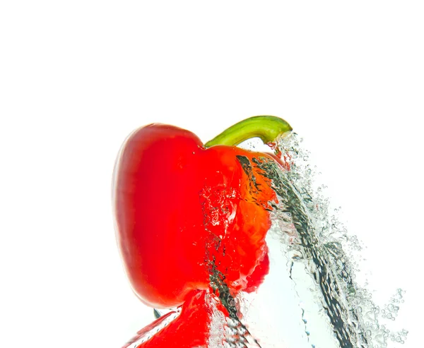 Red pepper in water splash — Stock Photo, Image