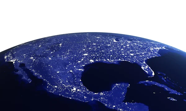 USA bei Nacht auf weiß — Stockfoto
