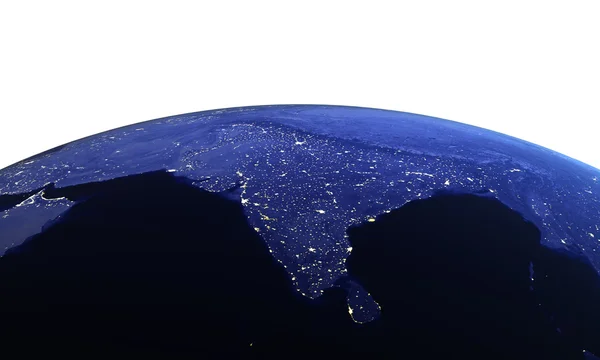 Индия из космоса на белом — стоковое фото