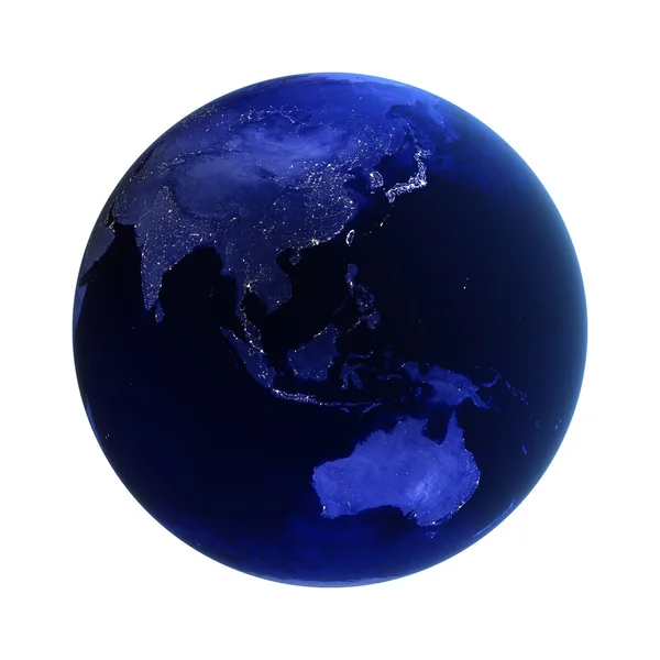 Asie a Austrálie na bílém pozadí — Stock fotografie