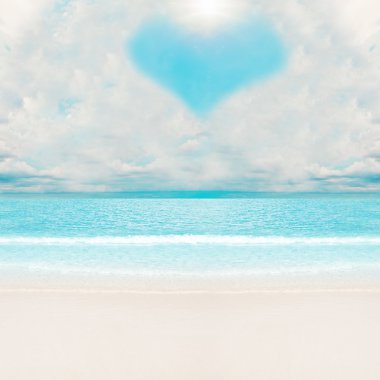 Love clouds over tropical beach clipart