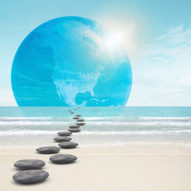 Zen-like stones road to earth clipart