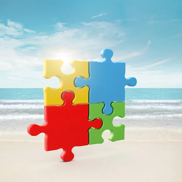 4 cores puzzle — Fotografia de Stock