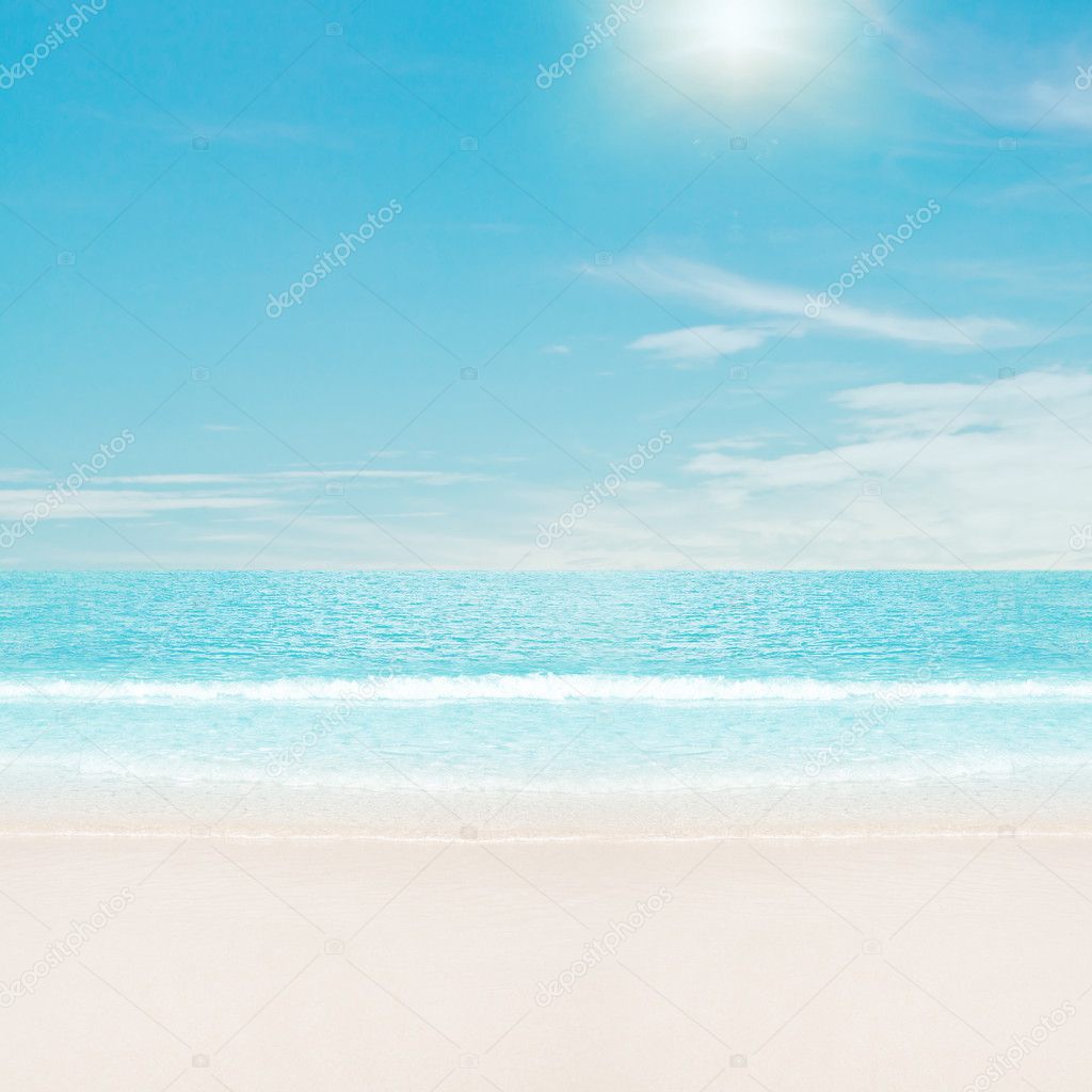 Sun over tropical beach — Stock Photo © 1xpert #4432937