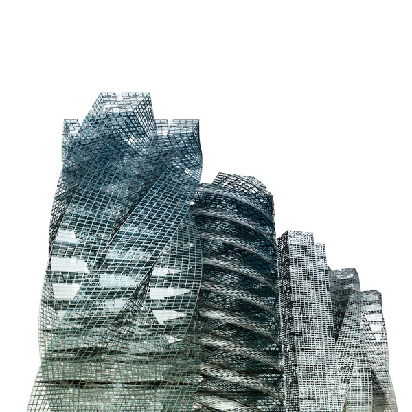 Wolkenkratzer der Stadt weiß isoliert — Stockfoto