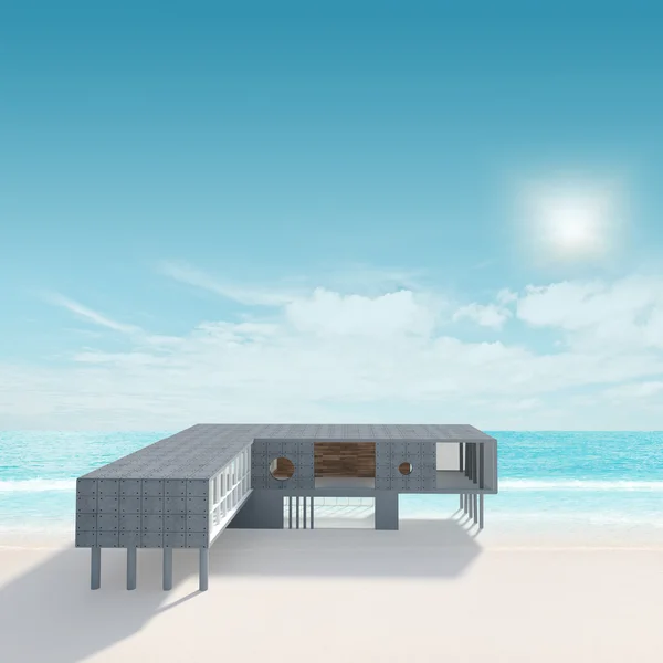 在海滩上的小屋 — 图库照片