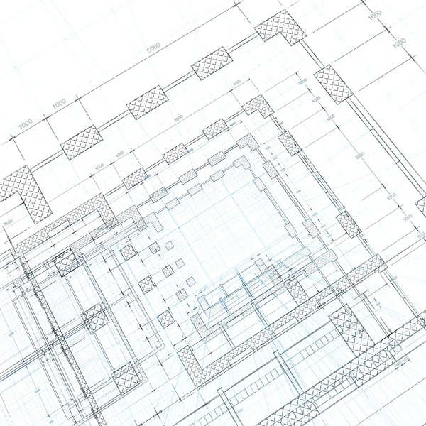 Arkitekturen Blueprint Render Vit — Stockfoto