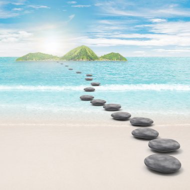 Pebble road to island clipart