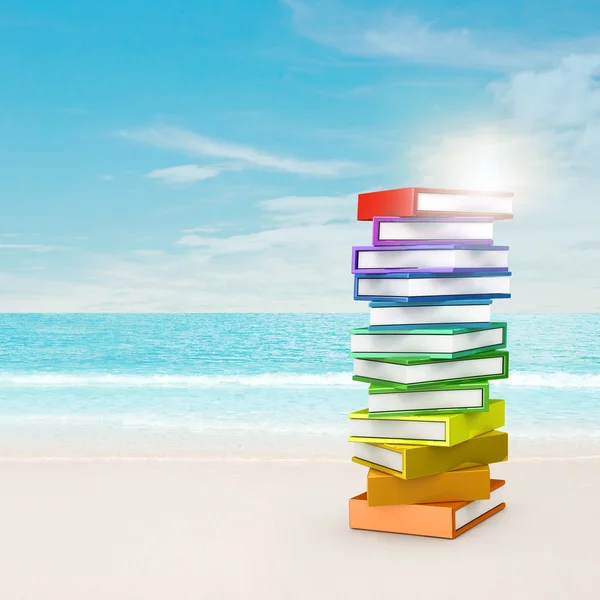 Libros de arco iris cerca de playa —  Fotos de Stock