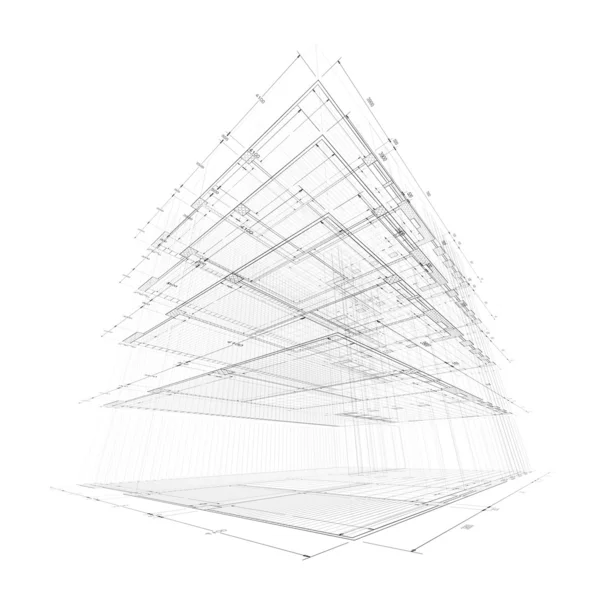 Concepto Ingeniería Arquitectura Renderizado Blanco — Foto de Stock
