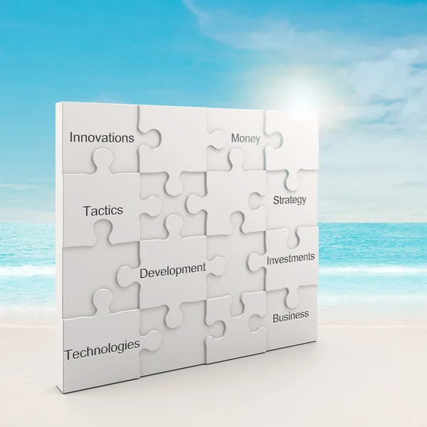 Business White Puzzle Concept Photo Montage — Stock Photo, Image
