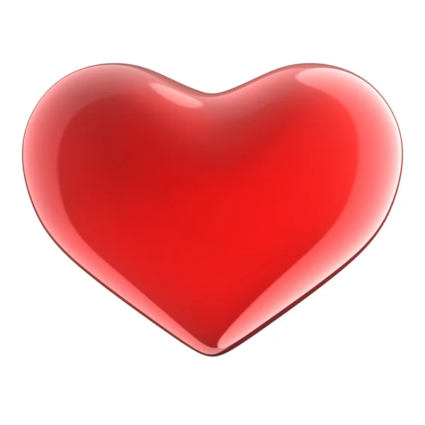 Rotes Glänzendes Herz Isoliert Auf Weiß — Stockfoto